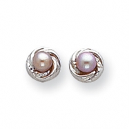 Picture of 14k White Gold Pink Cultured Pearl with Wreath Earrings