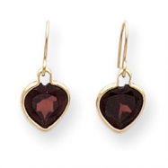 Picture of 14k Garnet Heart Dangle Earrings