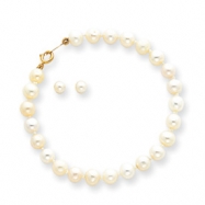 Picture of 14k Baby Cultured Pearl Set - 5.5" Bracelet & Screwback Earrings""
