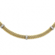 Picture of 14k Two-Tone 17in 6.75mm .05ct Completed Polished Diamond & Mesh Necklace chain
