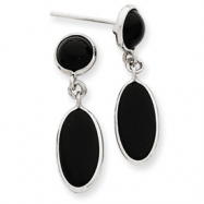 Picture of 14k White Gold Onyx Oval Dangle Post Earrings