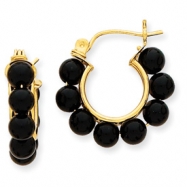 Picture of 14k Onyx Beaded Hoop Earrings