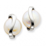 Picture of 14k White Gold Coin Pearl Earrings