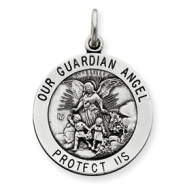 Picture of Sterling Silver Antiqued Guardian Angel Medal