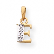 Picture of 14k & Rhodium Polished .01ct Diamond Initial E Charm
