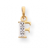 Picture of 14k & Rhodium Polished .01ct Diamond Initial F Charm