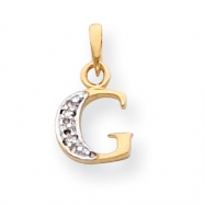 Picture of 14k & Rhodium Polished .01ct Diamond Initial G Charm
