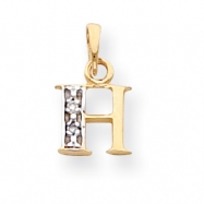 Picture of 14k & Rhodium Polished .01ct Diamond Initial H Charm