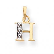 Picture of 14k & Rhodium Polished .01ct Diamond Initial H Charm