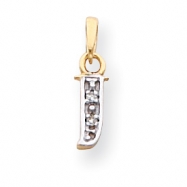Picture of 14k & Rhodium Polished .01ct Diamond Initial J Charm