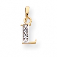 Picture of 14k & Rhodium Polished .01ct Diamond Initial L Charm