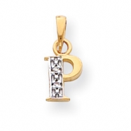 Picture of 14k & Rhodium Polished .01ct Diamond Initial P Charm