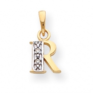 Picture of 14k & Rhodium Polished .01ct Diamond Initial R Charm