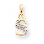 Picture of 14k & Rhodium Polished .01ct Diamond Initial S Charm
