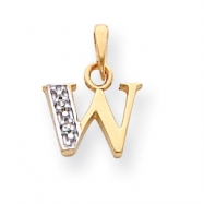 Picture of 14k & Rhodium Polished .01ct Diamond Initial W Charm
