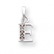 Picture of 14K White Gold Polished .01ct Diamond Initial E Charm