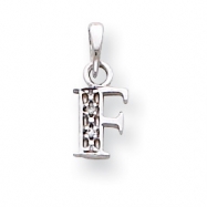 Picture of 14K White Gold Polished .01ct Diamond Initial F Charm
