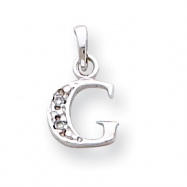 Picture of 14K White Gold Polished .01ct Diamond Initial G Charm