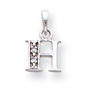 Picture of 14K White Gold Polished .01ct Diamond Initial H Charm