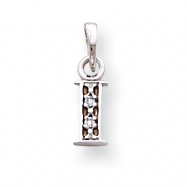 Picture of 14K White Gold Polished .01ct Diamond Initial I Charm