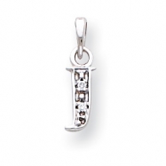 Picture of 14K White Gold Polished .01ct Diamond Initial J Charm