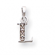 Picture of 14K White Gold Polished .01ct Diamond Initial L Charm