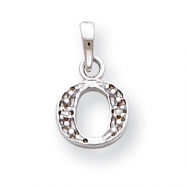 Picture of 14K White Gold Polished .01ct Diamond Initial O Charm