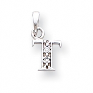 Picture of 14K White Gold Polished .01ct Diamond Initial T Charm
