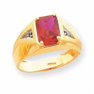 Picture of 10k Created Ruby & .02ct Diamond Men's Ring