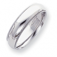 Picture of Platinum 6mm Comfort-Fit Milgrain Size 5 Wedding Band ring