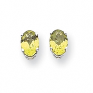 Picture of 14k White Gold 7x5mm Oval Peridot earring