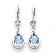 Picture of 14k White Gold 6mm Blue Topaz leverback earring