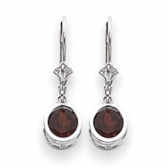 Picture of 14k White Gold 6mm Garnet leverback earring