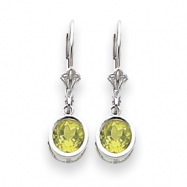 Picture of 14k White Gold 6mm Peridot leverback earring