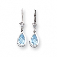 Picture of 14k White Gold 8x5mm Pear Blue Topaz leverback earring