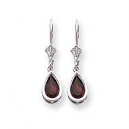 Picture of 14k White Gold 8x5mm Pear Garnet leverback earring