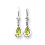 Picture of 14k White Gold 8x5mm Pear Peridot leverback earring