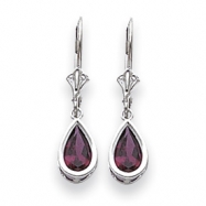 Picture of 14k White Gold 8x5mm Pear Rhodalite Garnet leverback earring