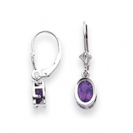 Picture of 14k White Gold 7x5mm Oval Amethyst leverback earring