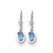 Picture of 14k White Gold 7x5mm Oval Blue Topaz leverback earring