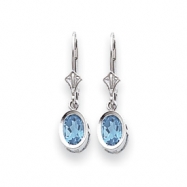 Picture of 14k White Gold 7x5mm Oval Blue Topaz leverback earring