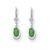 Picture of 14k White Gold 7x5mm Oval Emerald leverback earring