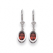 Picture of 14k White Gold 7x5mm Oval Garnet leverback earring
