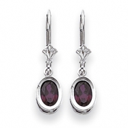 Picture of 14k Rhodalite Garnet Diamond oval leverback earring