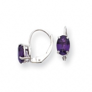 Picture of 14k White Gold 7x5mm Oval Amethyst leverback earring