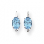 Picture of 14k White Gold 7x5mm Oval Blue Topaz leverback earring