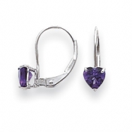 Picture of 14k White Gold 5mm Heart Amethyst earring