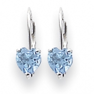 Picture of 14k White Gold 5mm Heart Blue Topaz earring