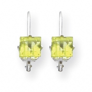 Picture of 14k White Gold 5mm Princess Cut Peridot leverback earring
