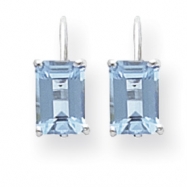 Picture of 14k White Gold 7x5mm Emerald Cut Blue Topaz earring